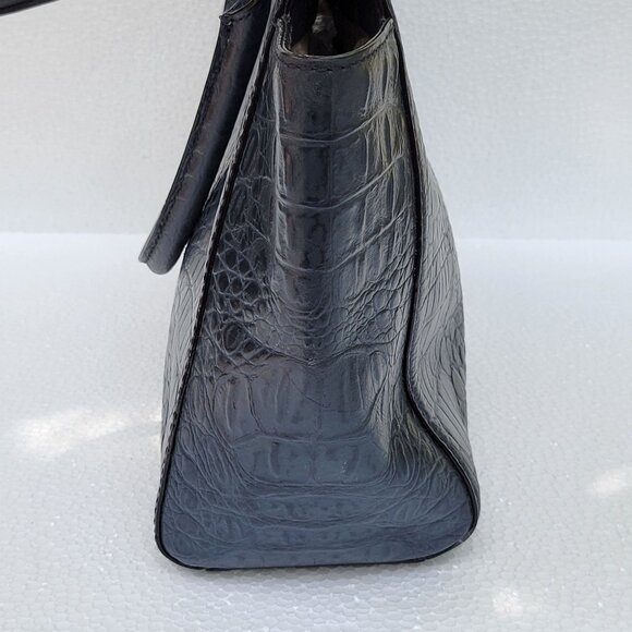 Kate Spade New York Orchard Valley Croc Kelsey Black Leather Tote Bag With Gold - Picture 3 of 16